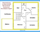 Grundrissplan - Schöne 3-Raumwohnung mit südseitigem Balkon !