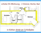 Grundriss - Teilmöblierte 2-Raumwohnung mit Küche in zentraler Lage von Köthen !