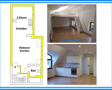 Reizvolle Wohnung mit Loftcharakter ! – auch für Studenten – - Grundriss mit Bildern (366477)
