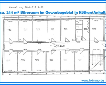 244 m² Büroetage im Gewerbegebiet in Köthen zu vermieten - Grundriß OG1 (366495)