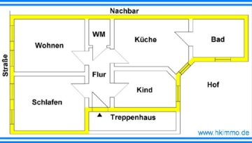 3-Raum-Wohnung in Köthen – Bad mit Dusche und Wanne - Grundriss (403153)