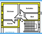 Grundriß - Kleine 2-Raumwohnung mit Küche und Bad!