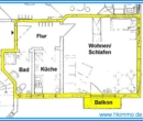 Grundriß 1-Raumwohnung mit Balkon - 1-Raumwohnung mit Balkon in Arensdorf bei Köthen