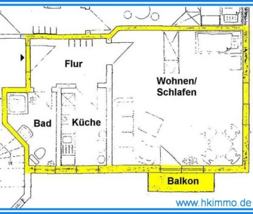1-Raumwohnung mit Balkon in Arensdorf bei Köthen - Grundriß 1-Raumwohnung mit Balkon (385371)